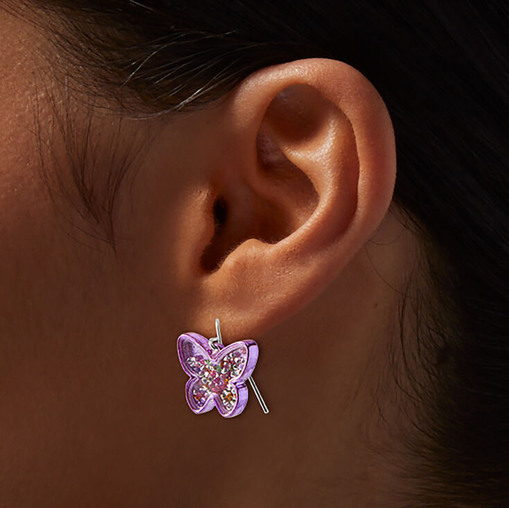 Pendantes shaker confetti papillon roses,