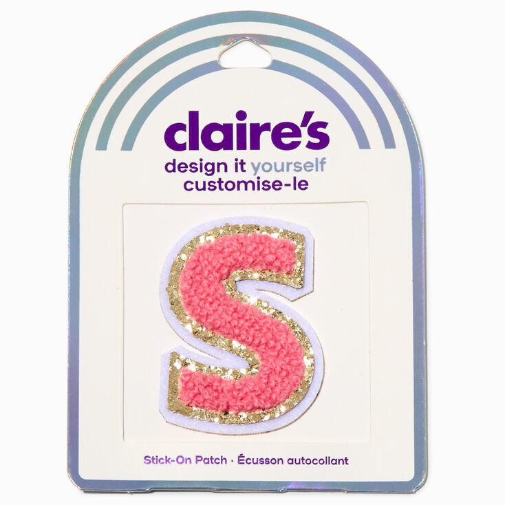 Pink S Initial Stick-On Patch,
