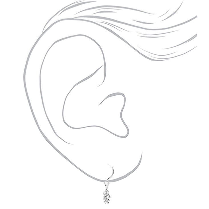 Sterling Silver .5&quot; Crystal Leaf Drop Earrings,