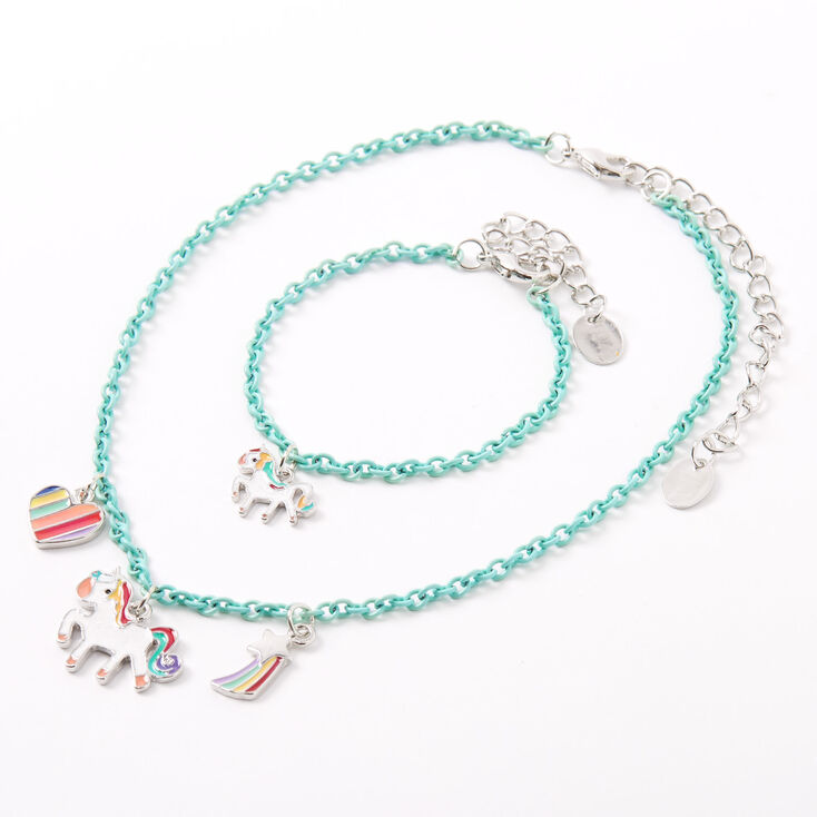 Claire S Club Rainbow Unicorn Jewelry Set Turquoise 2 Pack