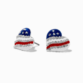Red, White, &amp; Blue Heart Stud Earrings,
