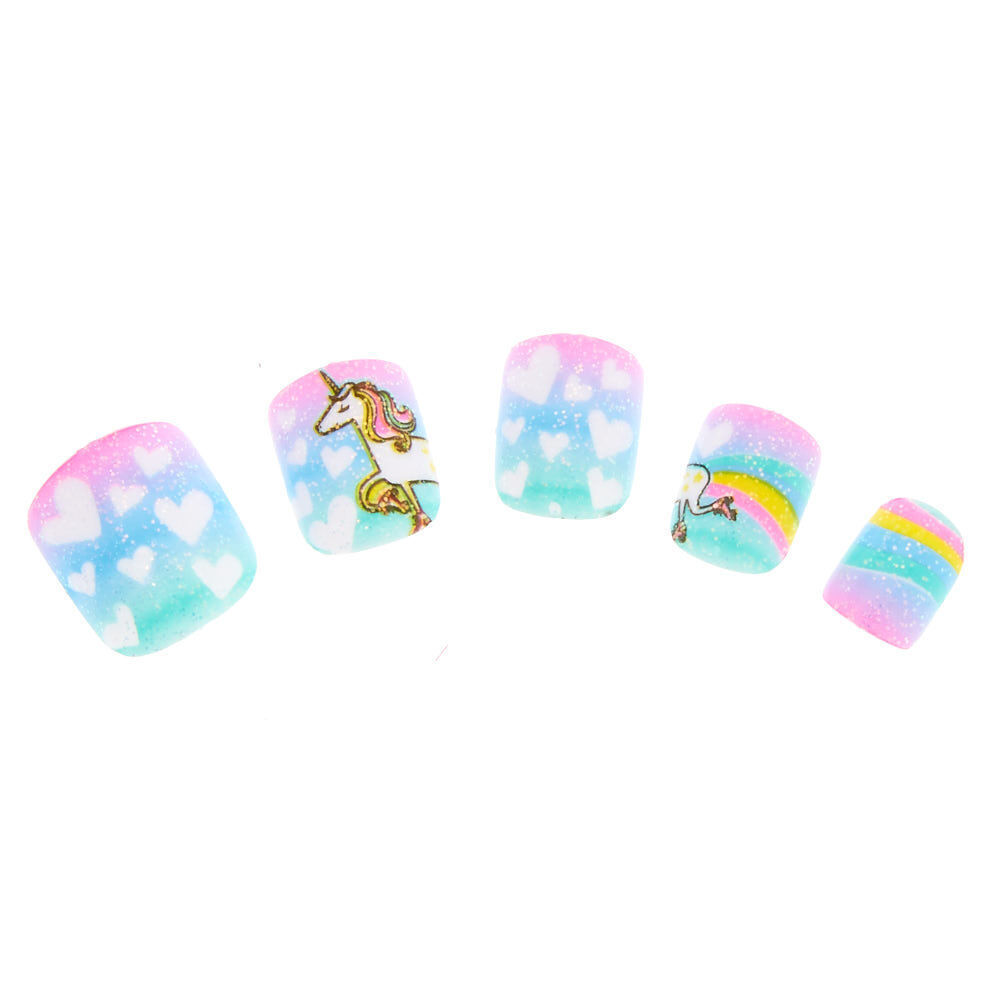 Unicorn Fun Fair Square Press On Faux Nail Set - 24 Pack,