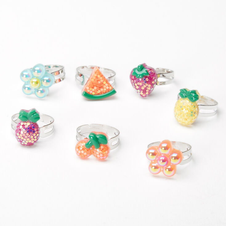 Claire&#39;s Club Fruit &amp; Flower Rings - 7 Pack,