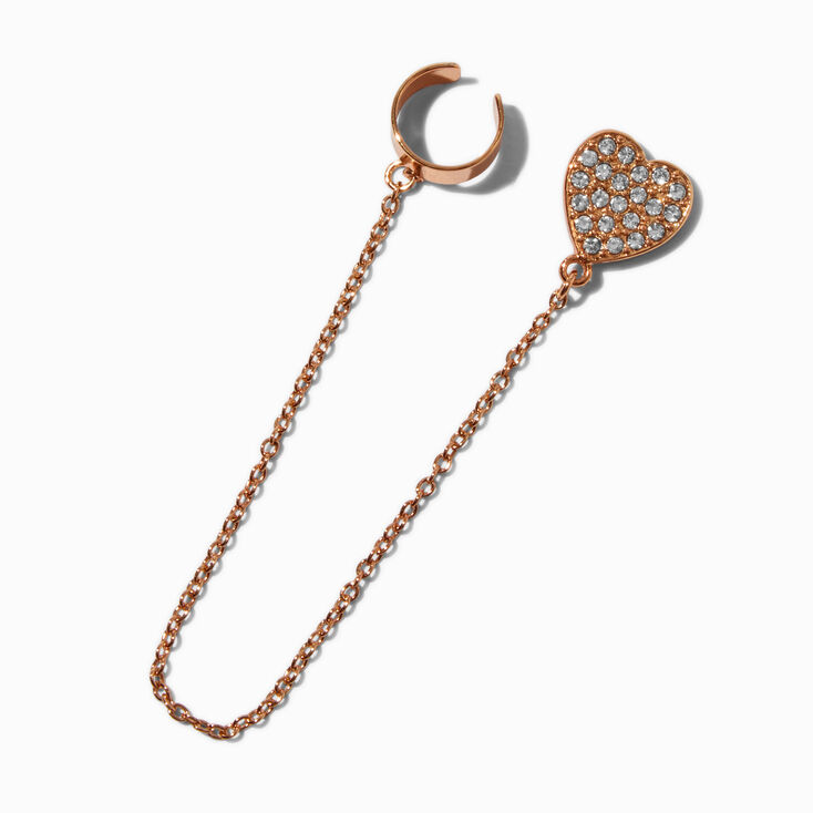 Gold-tone Pav&eacute; Heart Connector Earring,