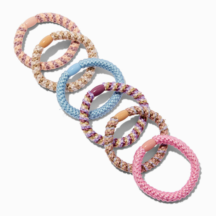 Pastel Rainbow Elastic Hair Ties - 6 Pack,