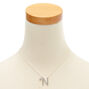 Silver Iridescent Glitter Initial Letter N Jewellery Set,