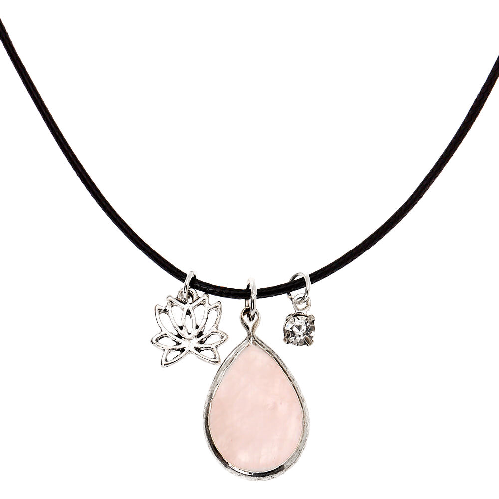Rose Quartz Teardrop Pendant Necklace,