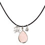 Collier &agrave; pendentif goutte en quartz rose d&#39;imitation,