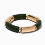 Gold-tone &amp; Green Crescent Bead Stretch Bracelet,