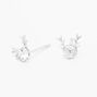 Sterling Silver Crystal Reindeer Antler Stud Earrings,