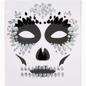 Black &amp; White Iridescent Skeleton Face Gems,