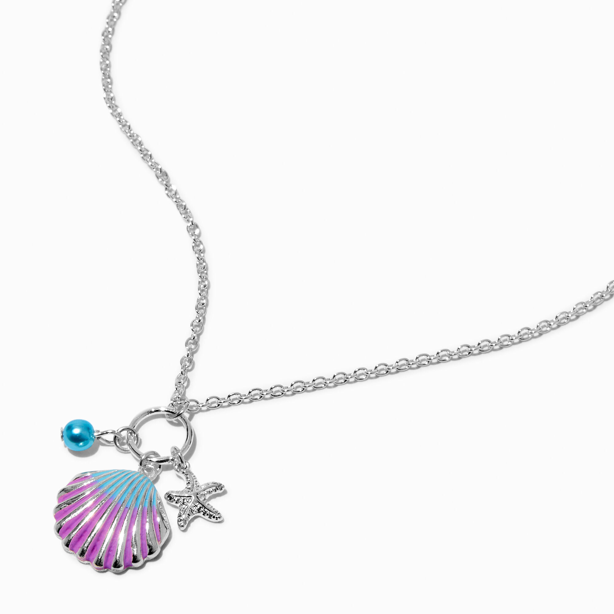 View Claires Ombre Clamshell Pendant Necklace Silver information