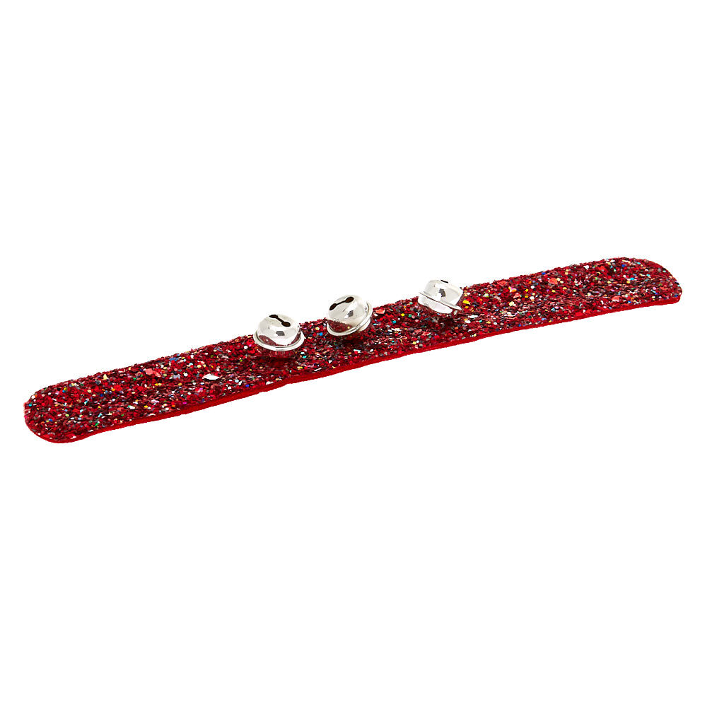 Glitter & Bells Slap Bracelet - Red,