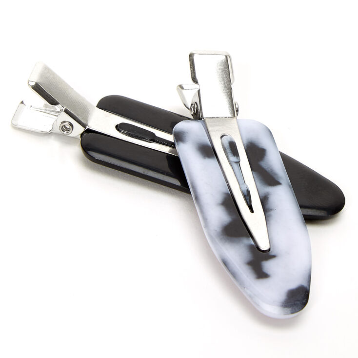 Solid Tortoiseshell Creaseless Hair Clips - Black, 2 Pack,