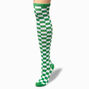 Green Checkered Over The Knee Socks,