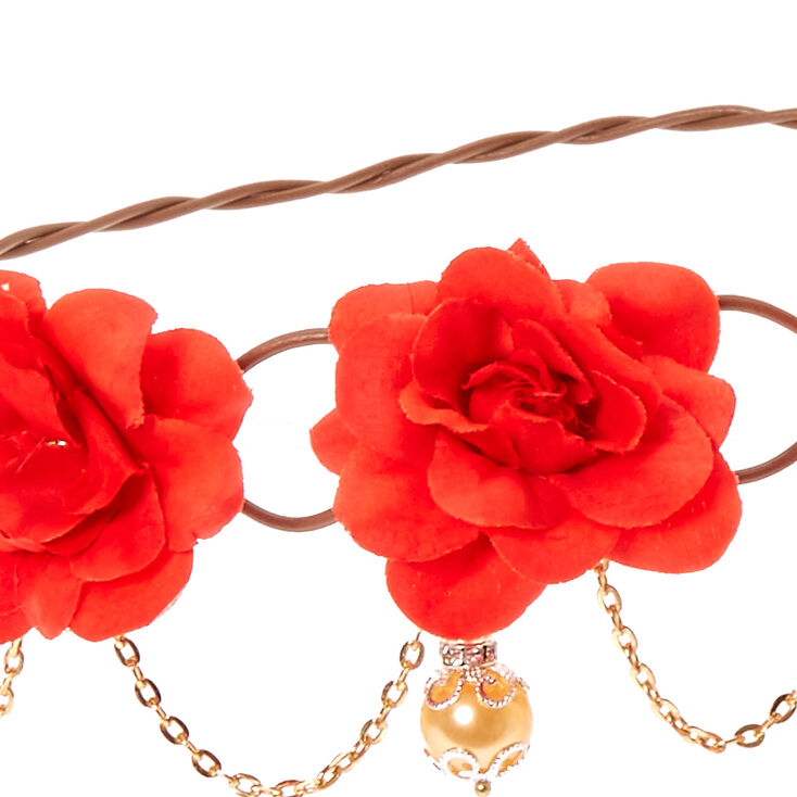 Golden Chain Flower Crown Headwrap - Red,