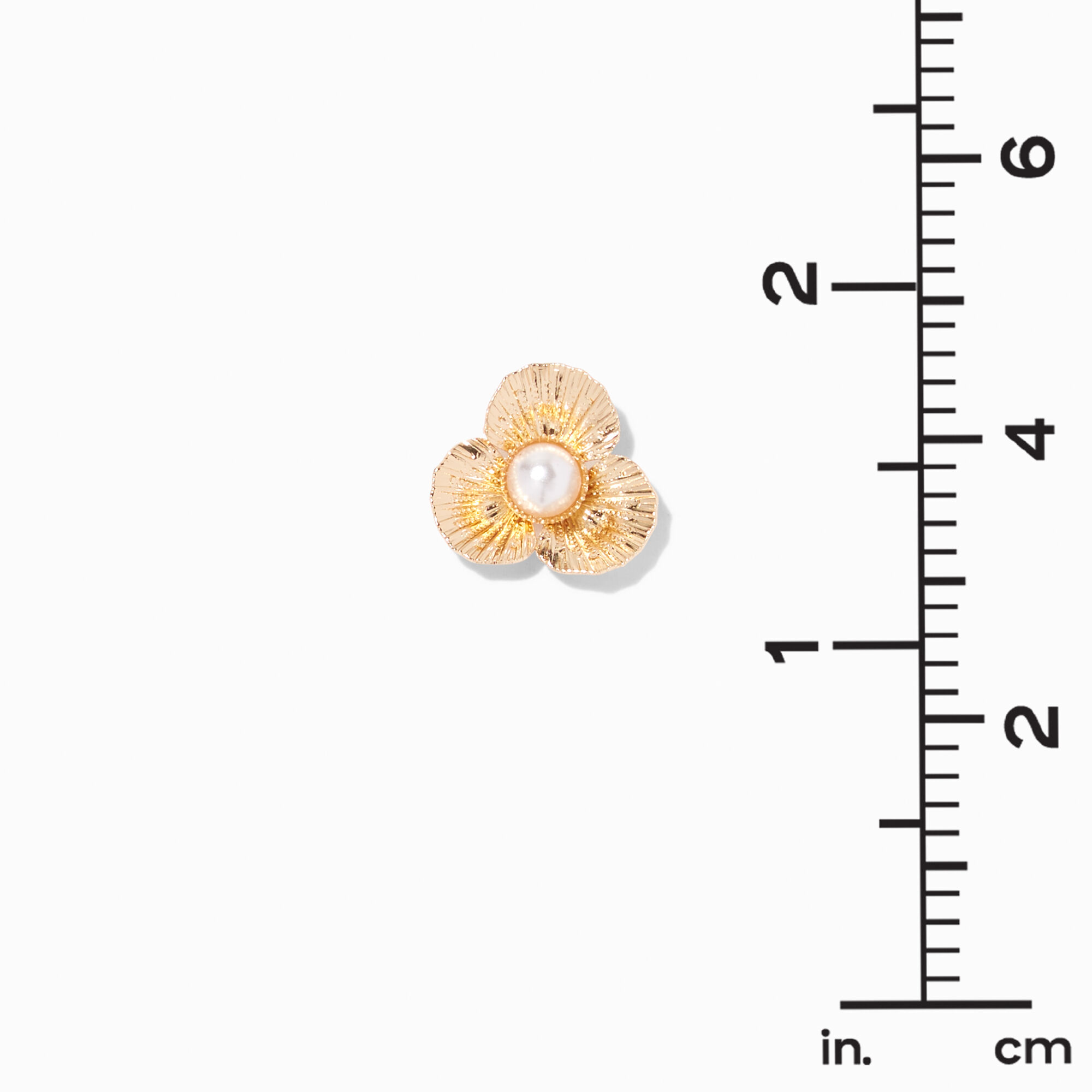 Gold Pearl Flower Stud Earrings,