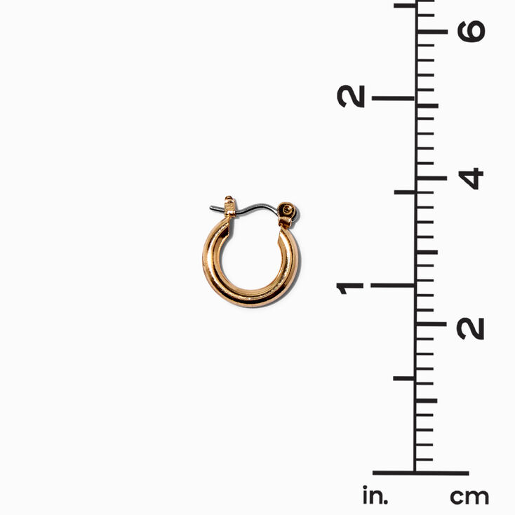 Gold-tone Tube 10mm Hoop Earrings,