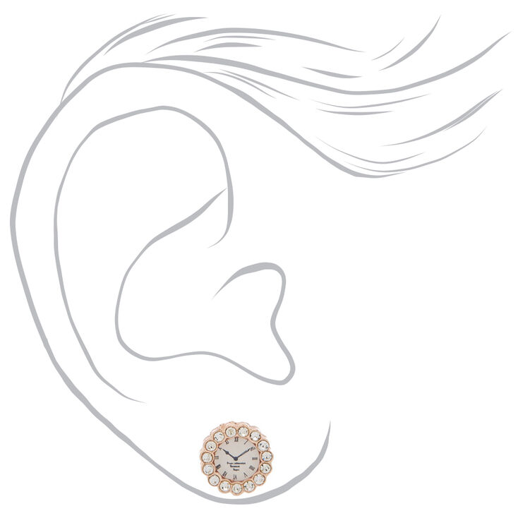 Rose Gold Mixed Stud Earrings - Black, 6 Pack,