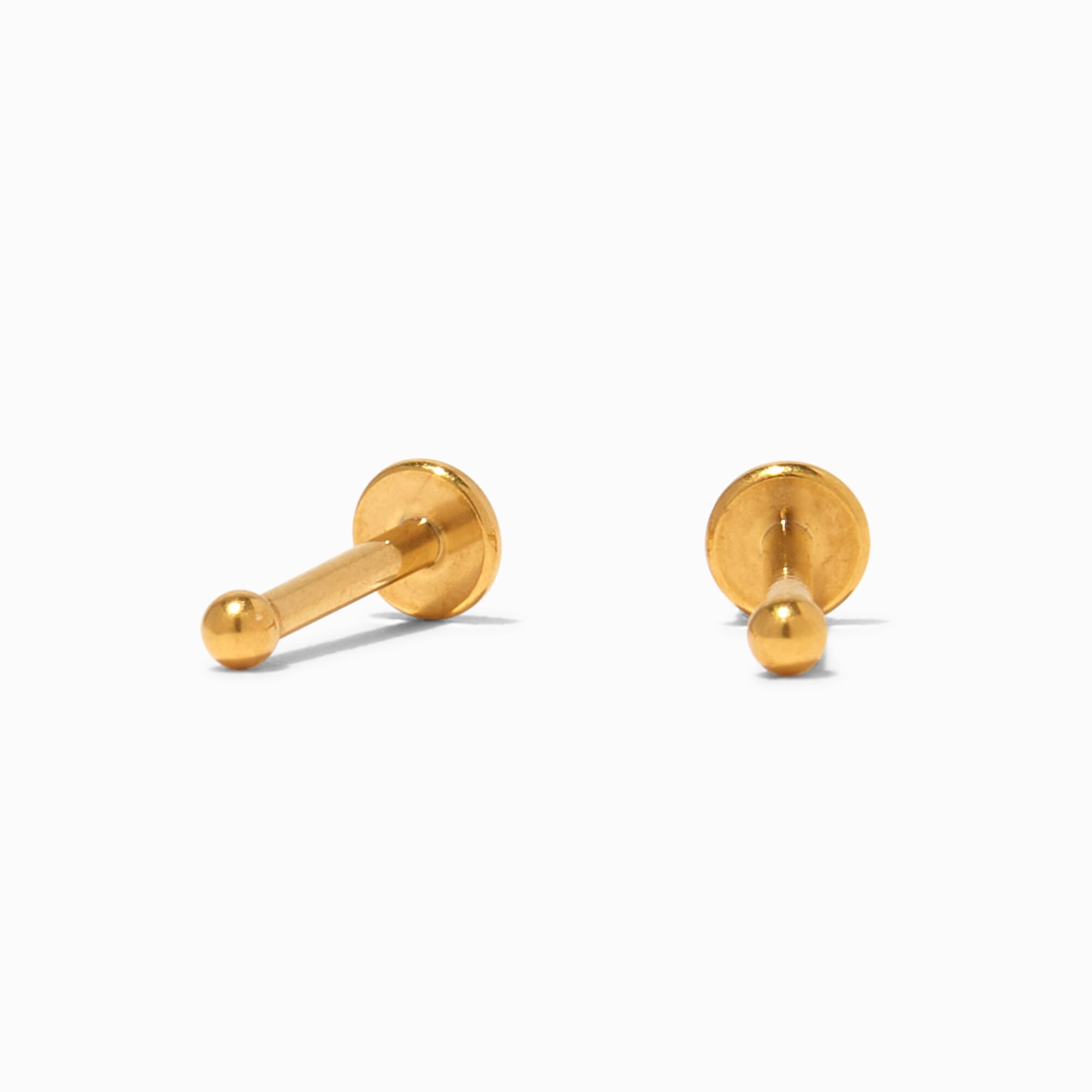 View C Luxe By Claires Titanium 2MM Ball Flat Back Stud Earrings Gold information