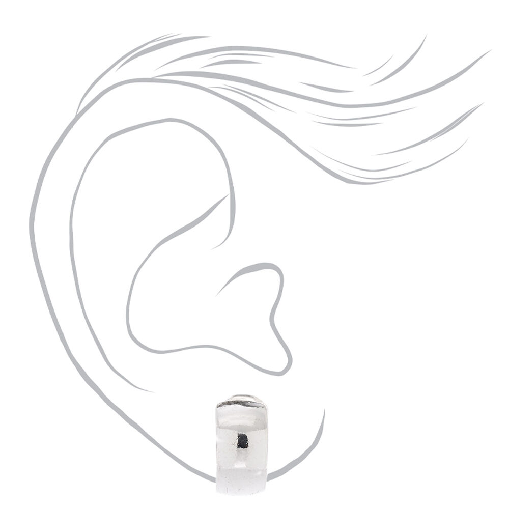 Silver 10MM Clip On Half Hoop Earrings,