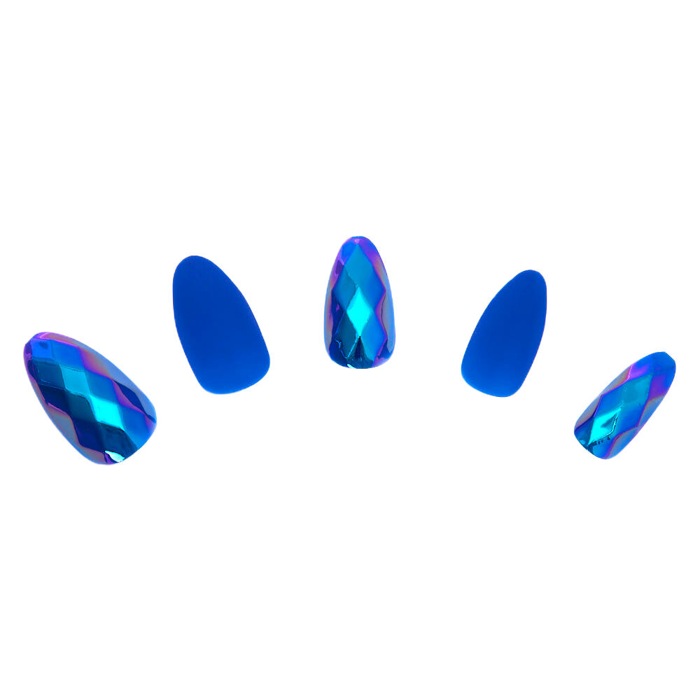 Oil Slick Disco Stiletto Faux Nail Set - 24 Pack,