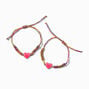 Best Friends Rainbow Braided Heart Adjustable Bracelets - 2 Pack,