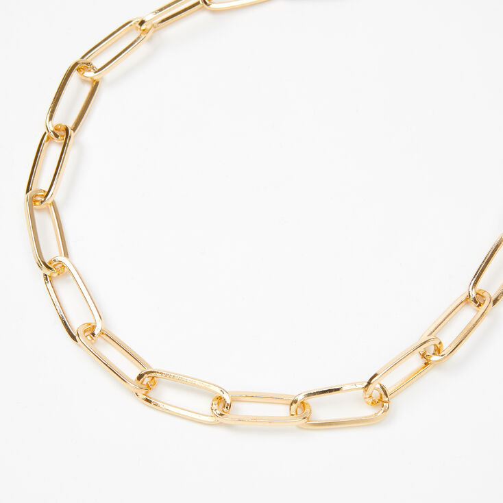 Gold Paperclip Link Chain Necklace,