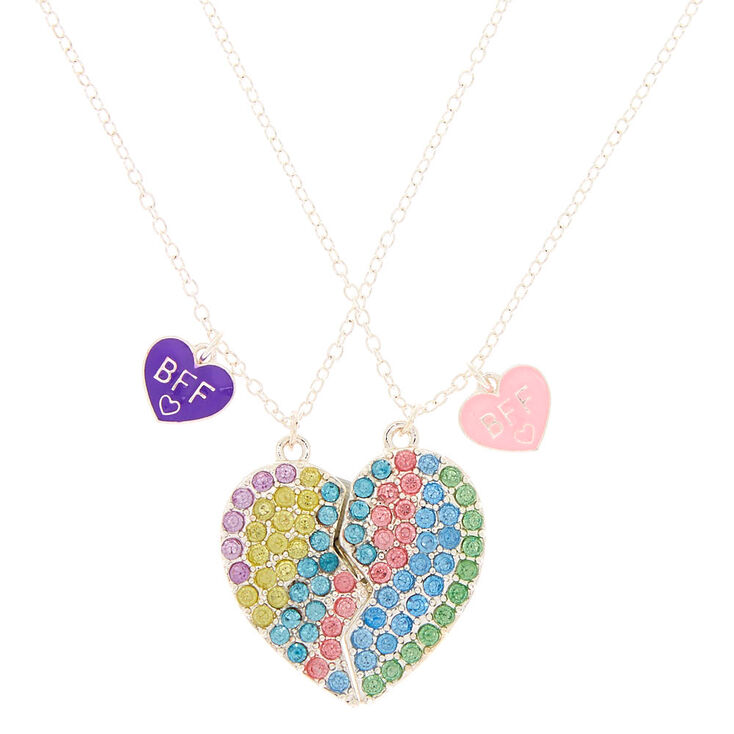 Best Friends Pastel Rainbow Heart Pendant Necklaces - 2 Pack | Claire's US