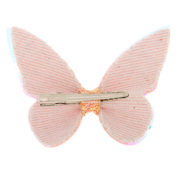 Holographic Butterfly Hair Barrette - Pink,