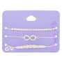 Silver Rhinestone Infinity Adjustable Bracelets - 3 Pack,