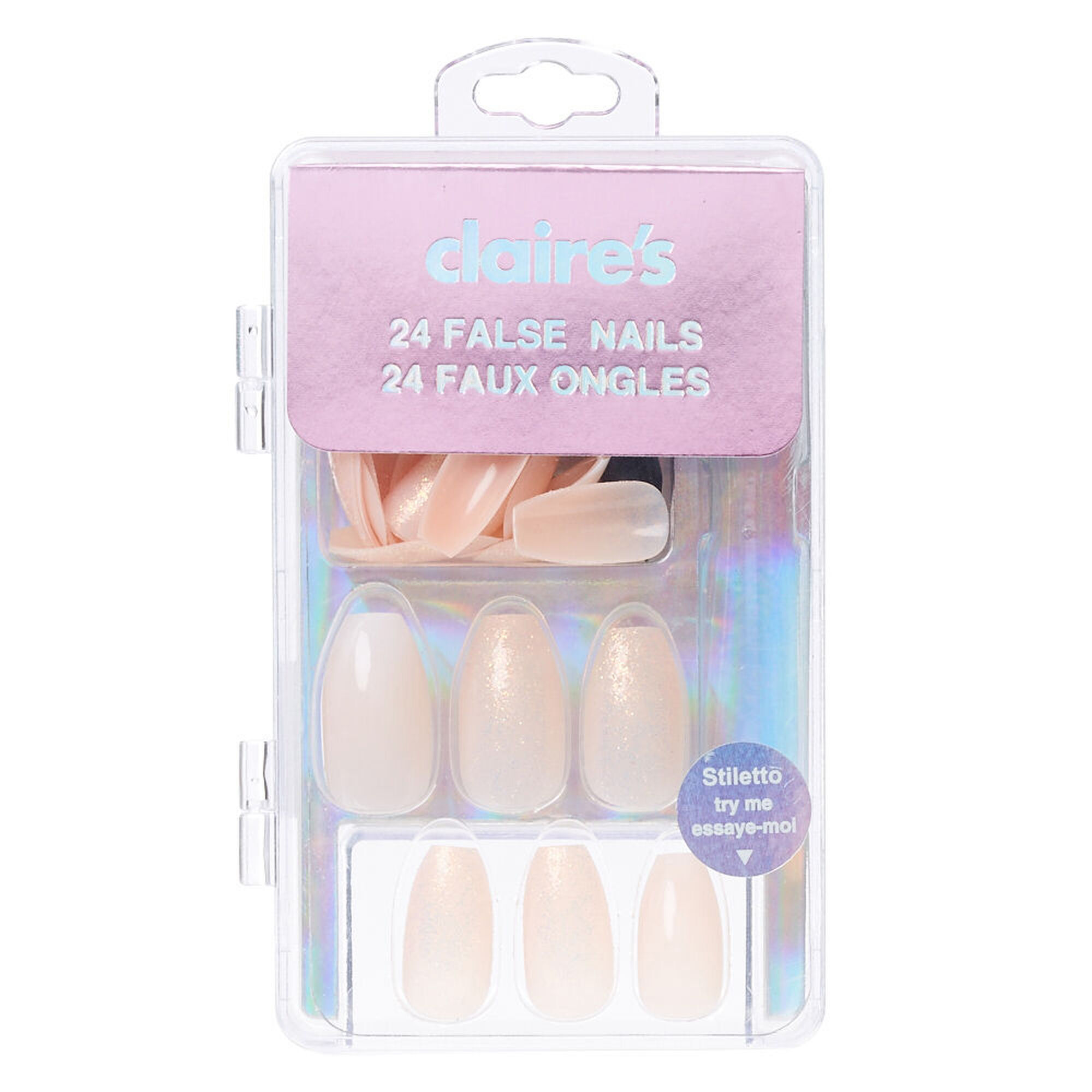 New Claire's 24 False Nails Flowers with Nail Glue