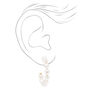 Gold 30MM Pearl Hoop Earrings - White,