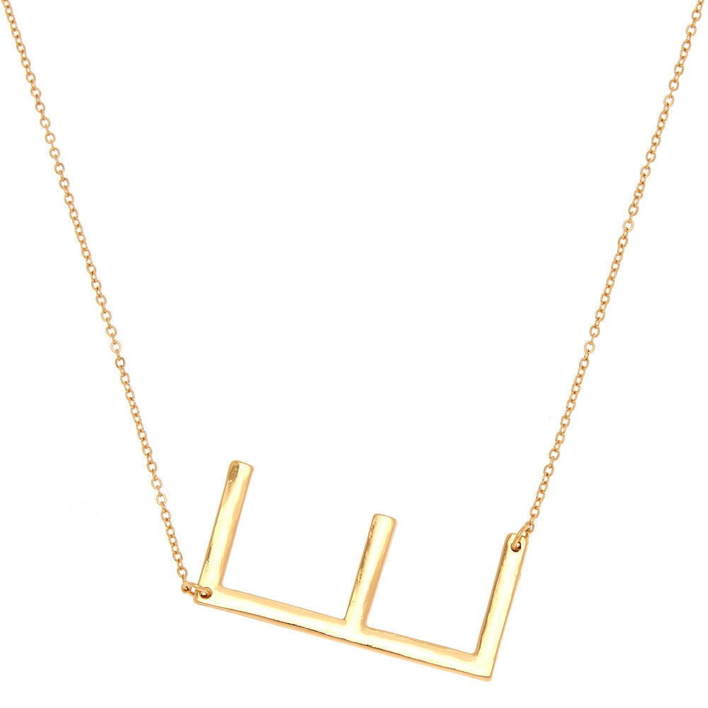 Oversized Initial Pendant Necklace - E,