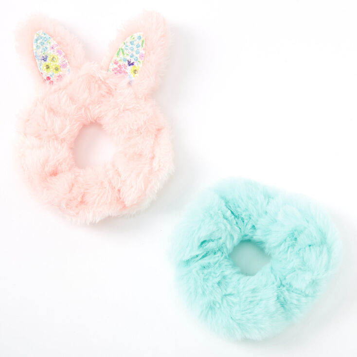 Claire&#39;s Club Small Faux Fur Pastel Bunny Hair Scrunchies - 2 Pack,