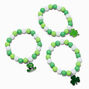 St. Patrick&#39;s Day Beaded Stretch Glitter Charm Bracelets - 3 Pack,