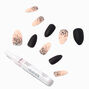 Nude &amp; Black Glitter Speckle Stiletto Vegan Faux Nail Set - 24 Pack,