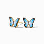 18K Gold Plated Blue Monarch Butterfly Stud Earrings,