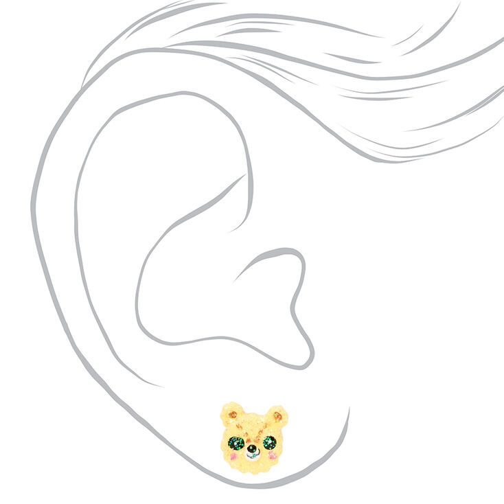 Clous d&#39;oreilles petits animaux paillet&eacute;s pastel - Lot de 6,