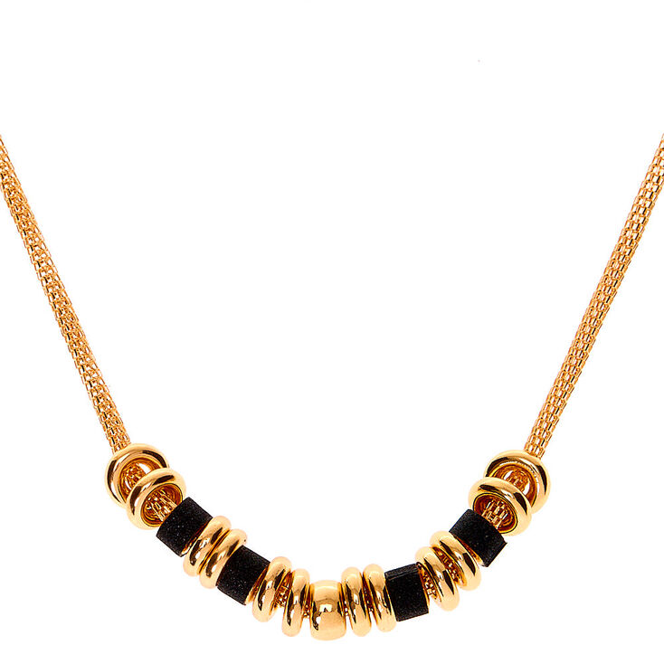 Claire's Collier de caractère anneaux paillettes dorées - Noir