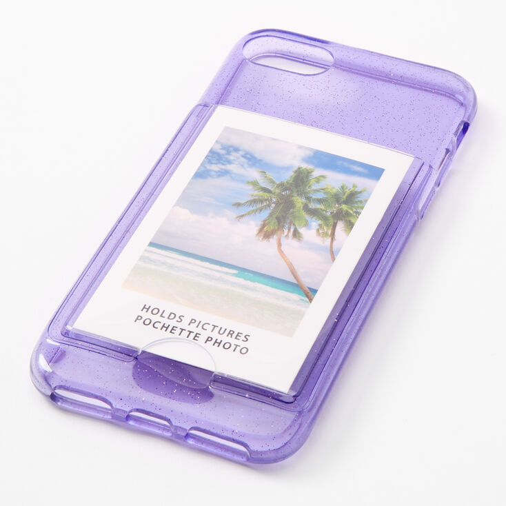 Lavender Glitter Instax Mini Pocket Protective Phone Case - Fits iPhone 6/7/8/SE,