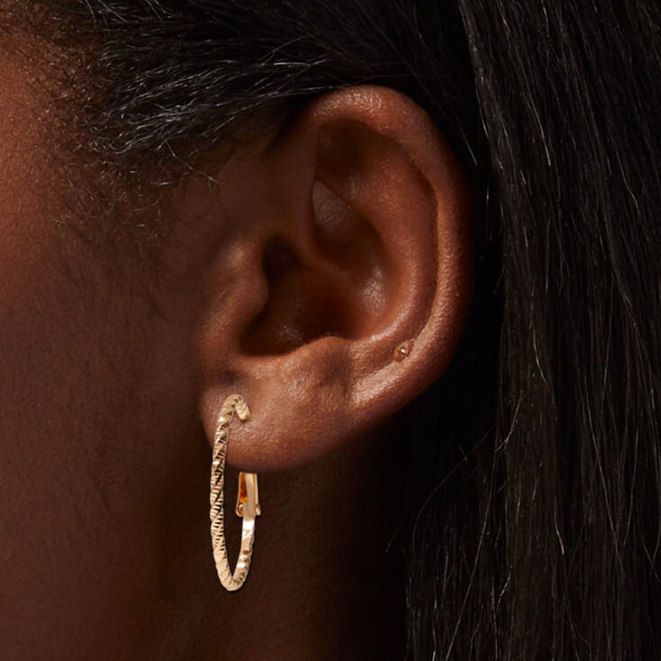 Gold-tone Textured Hoop &amp; Studs Earrings Set - 6 Pack,