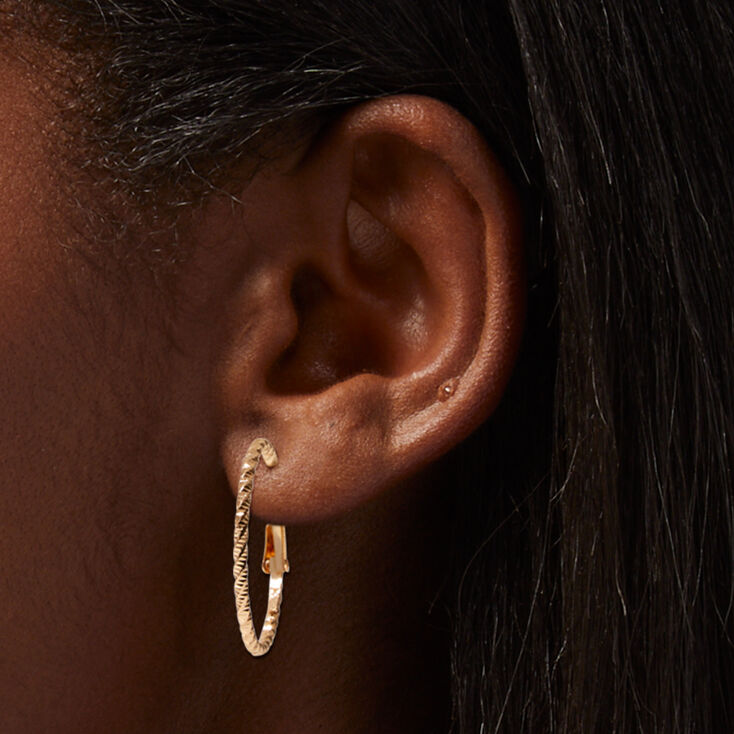 Gold Textured Hoop &amp; Studs Earrings Set - 6 Pack,