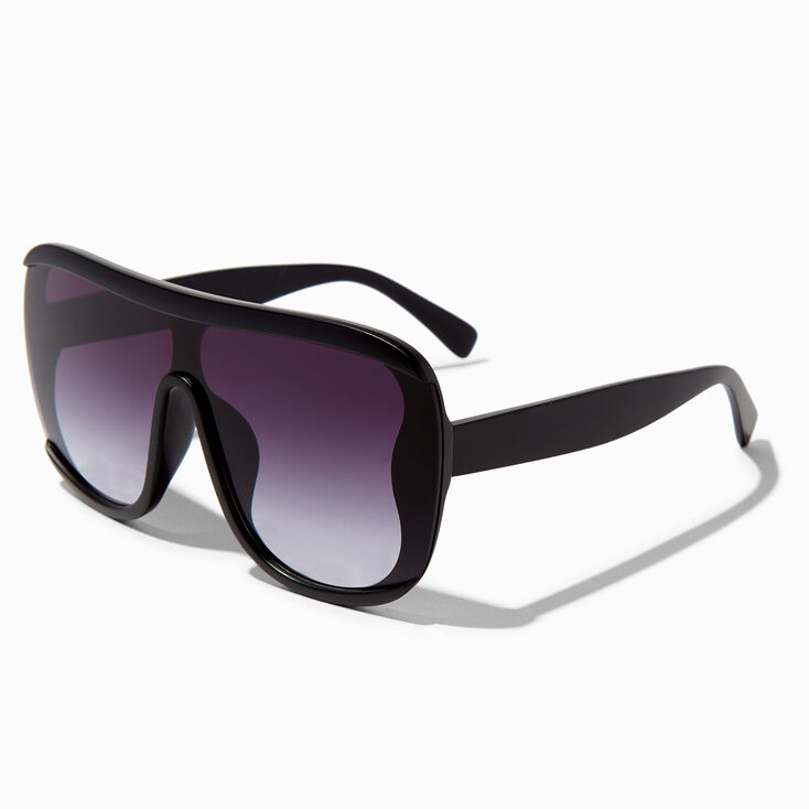 Faded Purple Lens Black Shield Sunglasses,