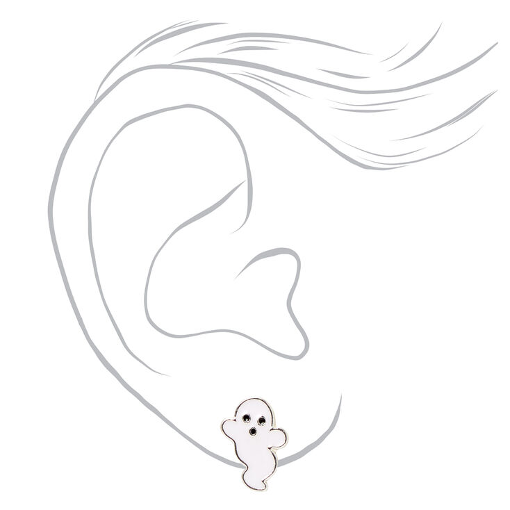 Clous d&#39;oreilles &agrave; clip fant&ocirc;me d&#39;Halloween couleur argent&eacute;e,