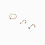 22G Rose Gold-tone Sterling Silver Nose Studs &amp; Rings - 3 Pack,