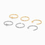 Mixed Metal Titanium 20G Ball Stud &amp; Hoop Nose Rings - 6 Pack,