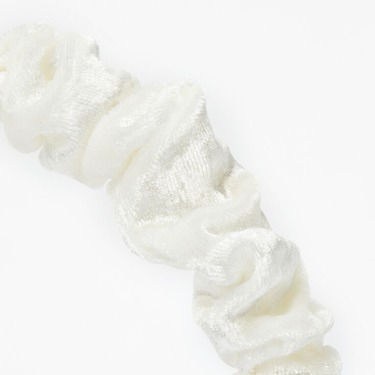 Ruffled Velvet Headband - White,