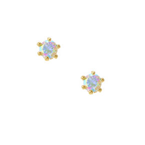 18ct Gold Plated Aurora Borealis Round Stud Earrings - 3MM,