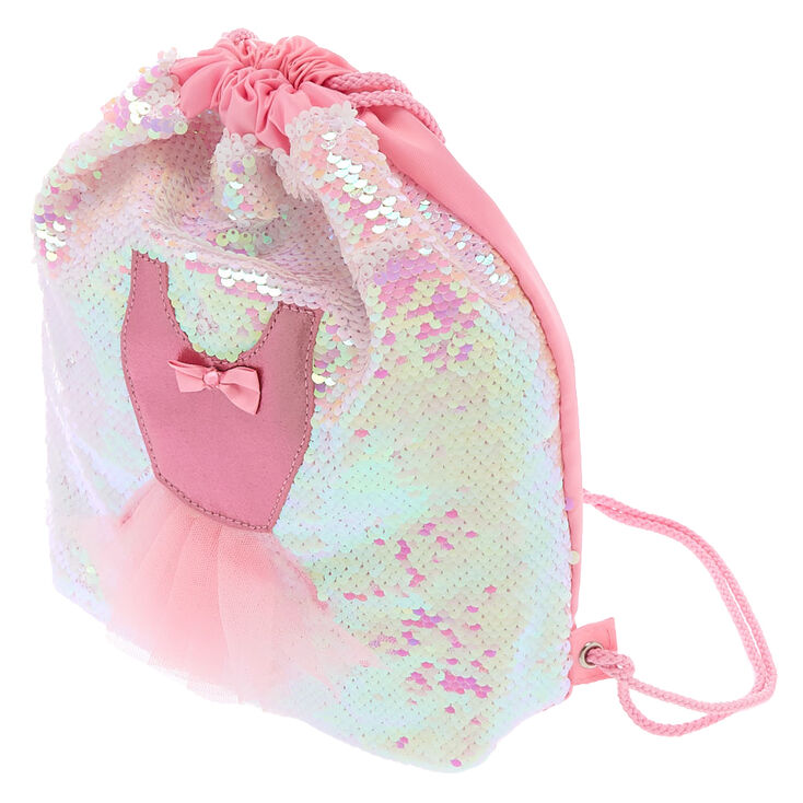 Claire&#39;s Club Sequin Ballet Drawstring Bag - Pink,